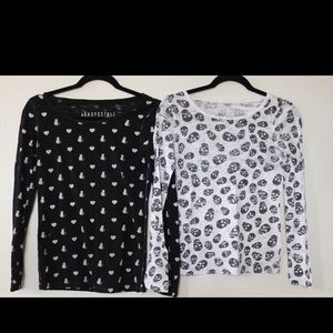 Combo: Aeropostale Skeleton and Cat Top